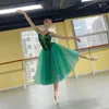 Abbigliamento da palcoscenico balletto tutu abito ginnastico ginnastico in velluto verde lungo adulto principessa ballerina ballerina danza in costume da ballo