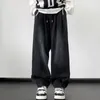 メンズパンツバギージーンズメンズブラックワイドデニム特大貨物韓国ファッション男性服ストリートウェアズボンスウェットパンツ