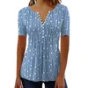 Kvinnors blusar skjortor kvinnor lös v-ringning polka dot short slve blus casual tops sommar mode 2021 5xl 24916 y240426