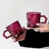Tasses 200 ml rose avec glacier en verre haut apparence maison boisson cuve à eau cuisine cafée de café froid tasse de lait J0428