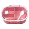 Bento Boxes Kids Lunchbox Three Grid Microwave Oven Lunch Box Cartoon Small Fresh Student Office Lunch Bento Food Storage Box Container