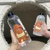 1PC High Quality Large Capacity 1000ml Water Bottle Panda Cup Transparent Drinkware Leakproof Cartoon 240422