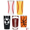 Gobelers oz baseball gobelet softball basketball football en acier inoxydable voiture de voyage tasse de bière vide aspiré des tasses assuies fy livraison dhmoj