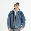 Mäns jackor Spring denim för män och kvinnor High Street Cargo Style Jacket Loose Hooded Jeans Youth Korean Clothes