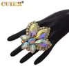 CuiEr 7.5cm Crystal AB Glass strass Adjustable Ring for Women Huge Ring Big Size Wedding Performance Stage Jewelry 240414