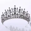 Tiaras barokke vintage kristallen bladeren tiara kroon voor vrouwen feest bruids prinses koningin blauwe strass kroon haarjurk sieraden