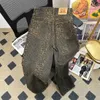 Dżinsy damskie 2024 Nowa modna marka Ins Leopard Print Pants for Men American Y2K Retro High Strt Spodnie ciężkie luźne dżinsy H240429