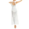 Portez des femmes à paillettes licou mess maxi long ballet robe de ballet contemporain costume de danse lyrique danse tutu justaucorat