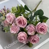 Fleurs décoratives 10 têtes Rose Bouquet Artificial Flower Wedding Decoration Scene Afficher Gift Floral Camellia blanche rose