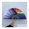 Party Favor Rainbow Folding Fans LGBT Colorf Hand-Held Fan For Women Men Pride Decoration Music Festival Events Dance Rave levererar Dr DHM80