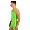 Stage Wear Mens Glossy Stretchy Sleeveless Tank Leotard Unitard Gymnastics Jumpsuit Bodysuit For Bodybuilding Exercise Workout Swimming