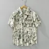 Men's Casual Shirts 8081 Summer Fashion Cotton Short Sleeve Shirt Japan Style Vintage Print Hawaii Beach Holiday Loose Blouses Tops Male