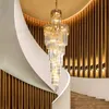 Hotel Villa Duplex Woonkamer Postmoderne Crystal Luxe Kroonluchter Designer Creatieve taps toelopend Crystal Long Kroonluchter