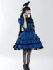 Robes de travail Gothic Street Lolita Jupe Femmes Femmes Japonais Sweet Bow Abougler à manches bouffées