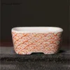 Planters Pots No.2 Chinese purple clay flowerpot hand-painted Japanese square glass ceramic bonsai pot mini juicy LF173 Q240429