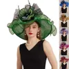 Cappelli a bordo larghi cappelli a secchio FS FS Elegante affascinante sposa berretto di cappelli per derby del kentucky per donne berretto da tea party largo cappello da chiesa largo fedoras y240426