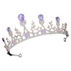 Acessório de cabelo da coroa da coroa de bandanas Bandanas Tiara Tiaras for Women Purple Bride
