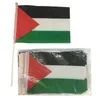 ZXZ 100PCS Palestine Frappe d'agitation à la main 14 * 21cm Polyester PE Pale Palestine Flag à main avec drapeau en plastique 240426