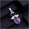 Charms Natural Stone Rose Quartz Tiger Eye Amethyst Angels Крылья подвеска для ювелирных изделий для ювелирных изделий для колье с ключом аксессуары Dro Dhgarden DH3TR