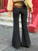 Pantalon féminin Weekeey Vintage Leopard Imprimé Low Rise Coréen Basic Slim évasé pantalon grunge 2000S Streetwear Women Y2k esthétique