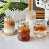 Ins szklany kubek Heatresanty Tubbler Drinkware Transparent Sok Sok Milk do kawy kubek do domu szklanki wodne Stripe 240418