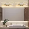 Moderni luci di vanità in nichel a spazzolato in cristallo con tonalità in vetro trasparente per la vita da letto - LED dimmerabile 4 luce da bagno leggero Luce su specchio - Lampade per bagno
