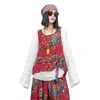 Frauenwesten 2024 Frühlings Sommer Chinesischer Stil Großer roter Blumenweste LOSSISH STYLISH TOP LX916