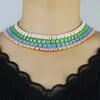 2024 New Square Shaped Bling CZ Neon Enamel Colorful Tennis Chain 16" Choker Necklace Luxury Women Wedding Gift Fashion Jewelry
