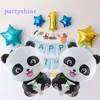 Decoración de fiestas 6pcs dibujos animados de láminas con forma de panda suministros de frases de feliz cumpleaños decoraciones de tema