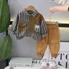 Clothing Sets Kids Baby Boy Boutique Clothes 2024 Spring Vertical Striped Long Sleeve Shirts And Pants Toddler Boys Outfits Children's