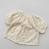 Kinderhemden 2024 Neue Sommer Kinderbaby Hemd Mädchen süße Stickereien Blumenbluse Tops LDREN OUTEWEL Kleidung 1-6T H240509