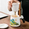 Tasses de thé en céramique créative avec couverture mouton gras jade jade blanc porcelaine manche manche style tasse tasse séparation filtre eau 1pc