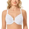 BRAS Kvinnors plus-storlek Lace Racerback Front Stängning BRA Full Figur T-shirt för kvinnor Ingen stoppning Underwire Kvinnliga underkläder