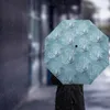 Paraplyer korall sjöstjärna blå automatisk paraply rese folding bärbar parasol vindtät