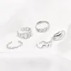 Pierłdy ślubne Srebrny kolor stal nierdzewnych Otwarty pierścionek dla kobiet Rhombus Cross Heart Wave Vintage Biżuter Prezent Rozmiar 8.5