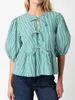 Women's Blouses Women Tie Front Crop Tops Puff Sleeve CrewNeck Loose Fit Babydoll Shirts Ruffle Hem Peplum Going Out Top