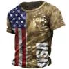 Retro American Flag Print T -shirt för män Summer Streetwear Oneck Löst korta ärm tees överdimensionerade tshirts europeiska storlek 3xl 240428