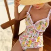 Ins Wind One-Piece MAINEMENT FEMMES SEXY HOLTER LOCK FLORAL BIKINI BIKINI