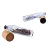 Bouteilles en verre en verre de 10 ml avec capuchons en bambou et boules de rouleaux en quartz en cristal pour huiles essentielles et parfums zz