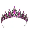 Tiaras Accessori per capelli a corona cristallina rosa rosa rosa retrò tiara per donne ragazze festeggiatori di abbigliamento per capelli da sposa a corona da sposa gioielli