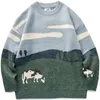 Pulls pour hommes vaches vintage hiver chauds chauds de tricots de tricots