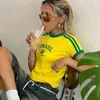 T-shirt féminin 2023 Brésilien Womens Summer T-shirt Lettre esthétique 90s T-shirt à manches courtes décontractées