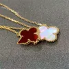 Designer Jewelry Designer Necklace New Pendant Flower Pendant Female Red Jade Marrow Necklace Female 18k Rose Gold Lock Bone Chain Double Sided