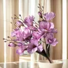 Dekorative Blumen 5 Zweig Orchidee Künstliche Magnolien -Pographie Pflanze Bouquet Blumenwand Home Hochzeit Wohnzimmer Recuerdo de Boda
