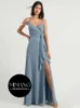 The 2024 new blue bridesmaids dress luxurious and slimming vibe can be worn daily satin outfit