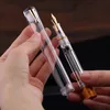 Majohn V1 Vakuumfüllung Brunnen Stift EF/F/M/Bent NIB transparentes Harz Golden/Silber Clip Demonstration Schreiben Geschenkstift 240417