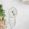 Macrame Miroir Miroir Perles en bois Miroirs décoratifs Boho Home Decoration Room Decors Aesthetic Wall Art for Living Room Bedroom 240417