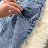 Amolapha dames jeans vestskirts stelt riemen tops knoppen denim rok pakken voor vrouw 240428