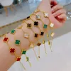 18K Bracelet Classic 4/Four Leaf Clover Designer Bracelet Wit Red Blue Agate Shell Moeder-of-Pearl Charmarmbanden Gold Ploated Wedding Woman Fi 2232#