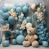 Partydekoration 75 PCS Set 12 Zoll Blue Latexballons 32,8 Fuß Gold Aluminium Folien -Streamer Dekorationen Ballon